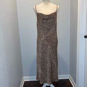 Blue Jasmine Leopard Slip Dress - Size L NWOT